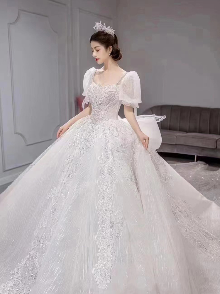 In the escape princess wedding dress 2024 new bride main ya go out to welcome French light wedding dress small high -level texture In the escape princess wedding dress 2024 new bride main ya go out to welcome French light wedding dress small high -level texture