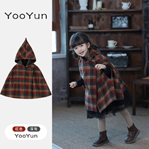 Girls autumn and winter cloaks baby going out cloaks New Years clothes winter clothes little girls fashionable woolen jackets and tops