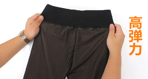 Mùa đông cộng với nhung dày quần legging giả thịt eo cao lưới mỏng phần đôi lụa sữa cỡ lớn mặc quần lọt khe quần dài nữ trung niên