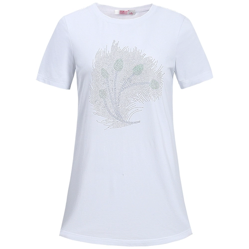 Хлопковая белая летняя длинная футболка для матери, 2021 года, большой размер, средней длины, короткий рукав