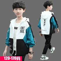 Boy Chun-style thin jacket 2022 new 12 CUHK Tong Spring and Autumn Ocean Gas spring blouses childrens jacket cardio-hoodie