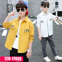 Boy white shirt spring dress 2022 new 12-15 year old pure cotton handsome gas great boy shirt child jacket