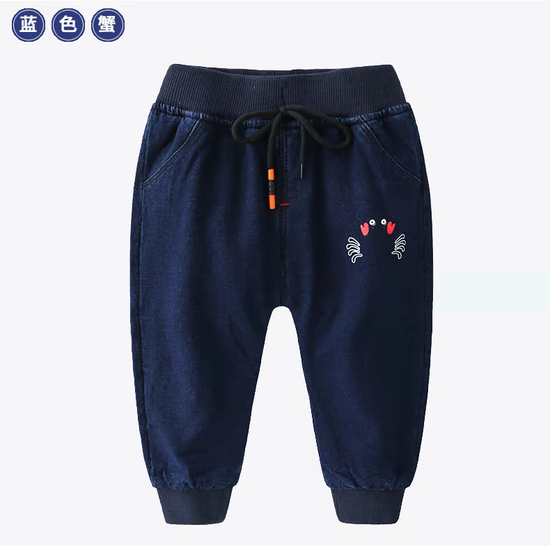 Quần bé trai nhung trẻ em 2018 mới quần denim dày mới cho bé mùa đông bảo vệ quần trung và nhỏ cho bé quần áo be trai sành điệu