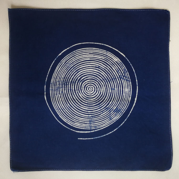 Batik square towel handkerchief custom natural plant blue dyeing ring spiral pattern intangible cultural heritage gift pattern custom made