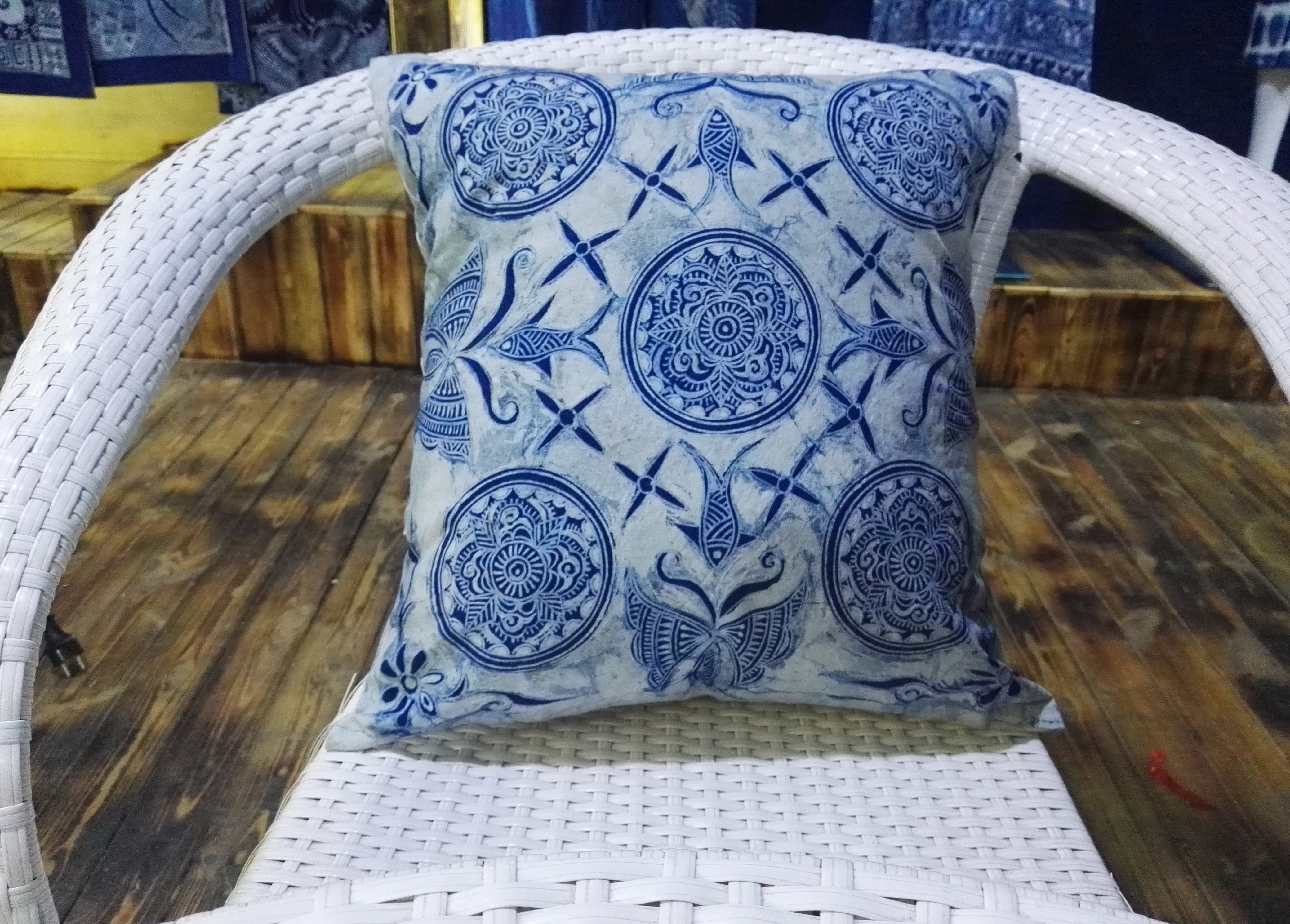 Batik Pillow Cushion Chair Cover Custom Processing Guizhou Characteristic Gift Intangible Cultural Heritage Purely Handmade Plant Dye