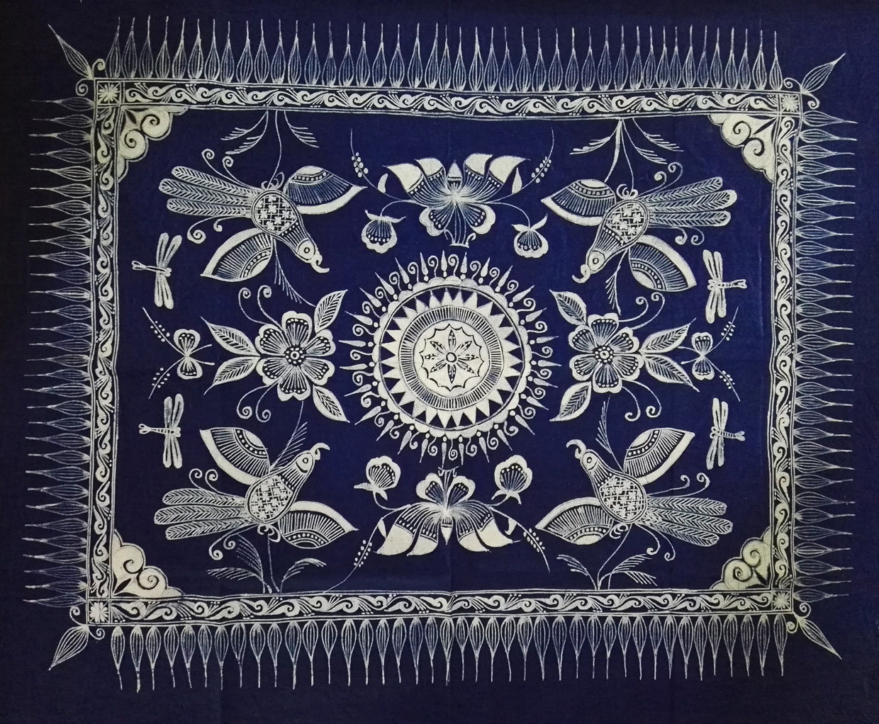 Wax Dyeing Cloth Art Tanzhai Batik Wanda Town Wax Dyeing Chinghua Hotel Batik Custom Designated Point Holding Pillow Wall-mounted