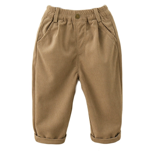 Детские штаны, вельветовые повседневные брюки для мальчиков для отдыха, осенние, в западном стиле