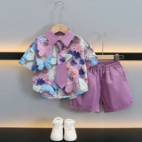 Летняя одежда, рубашка, летний детский комплект, в западном стиле, короткий рукав, детская одежда