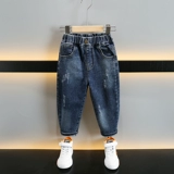 Осенние штаны для мальчиков, детские джинсы, облегающий крой, детская одежда