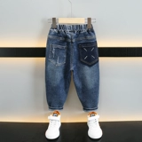 Осенние штаны для мальчиков, детские джинсы, облегающий крой, детская одежда