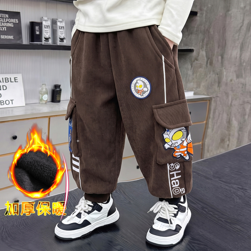 Classic Ultraman Boys' Winter Fleece-Lined Pants 2026 New Children's Fleece Cargo Pants Winter Sports Pants Classic Ultraman Boys' Winter Fleece-Lined Pants 2026 New Children's Fleece Cargo Pants Winter Sports Pants
