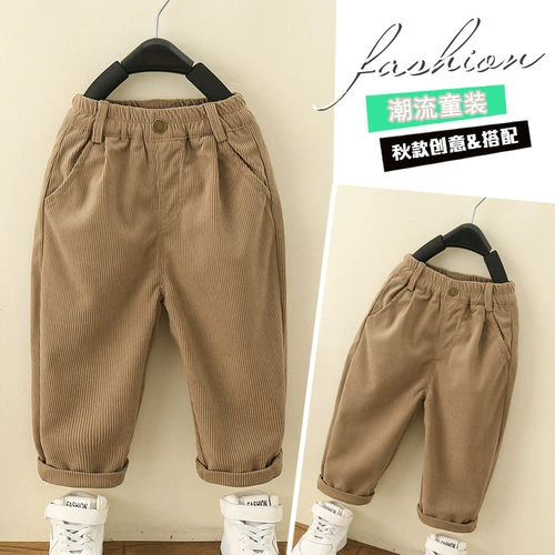 Детские штаны, вельветовые повседневные брюки для мальчиков для отдыха, осенние, в западном стиле