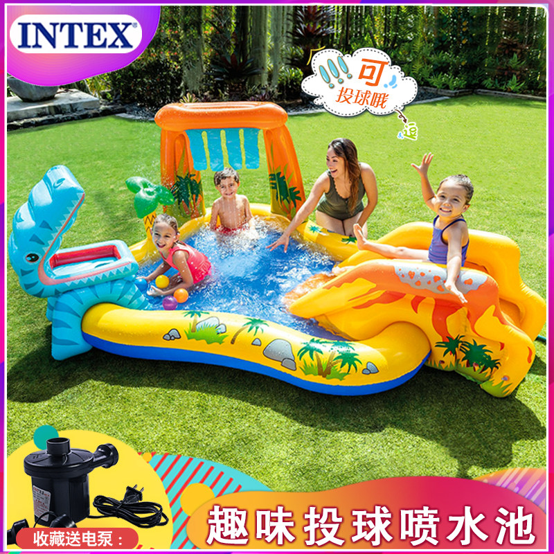 INTEX Baby Kids Inflatable Pool Family Large Ocean Ball Pool Sand Pool Home Baby Spray Paddling Pool