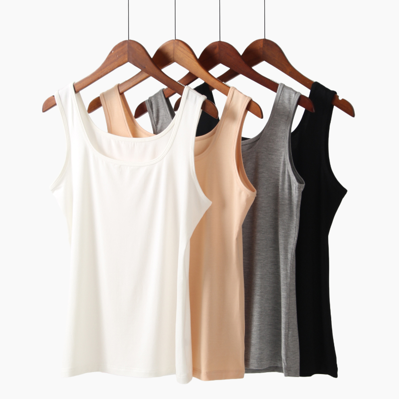 Yingrou 2122 wide shoulder strap camisole female spring and summer thin section modal underwear double U-neck seamless vest