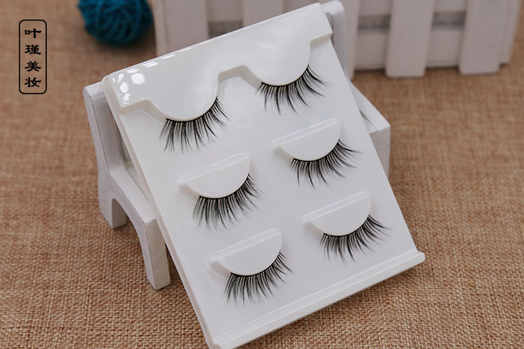 3d lông mi ba chiều Mô phỏng tự nhiên dày dày mắt dài lông mi giả lưới màu đỏ khói khói trang điểm khói - Lông mi giả gel kích mí mắt