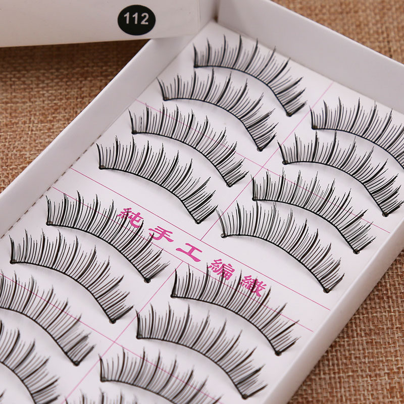 Taiwan's pure handmade false eyelashes natural slender nude makeup cotton thread stalk false eyelashes Japanese cute eyelashes 112