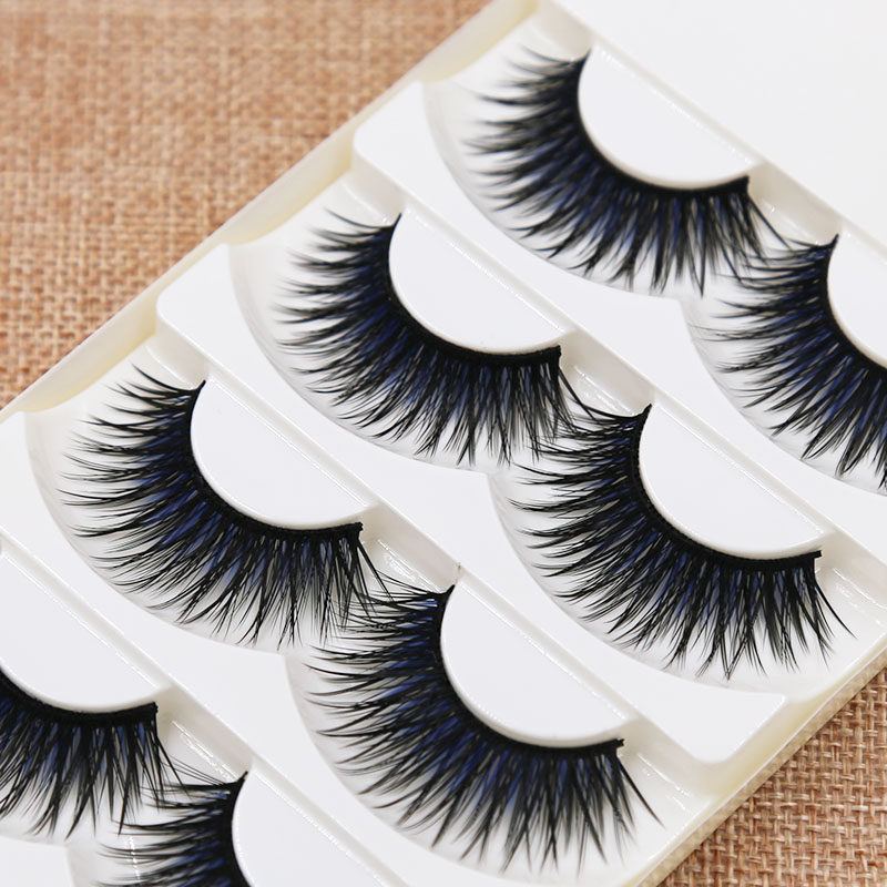 False eyelashes long and thick stage makeup eyelashes natural realistic nude makeup cross long version eyelashes blue - Taobao