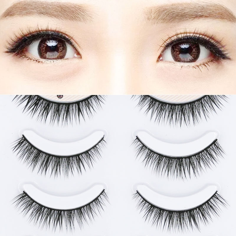 Japanese natural thick short section realistic light nude makeup cross sharpening false eyelashes shoot 3 get 1 free - Taobao