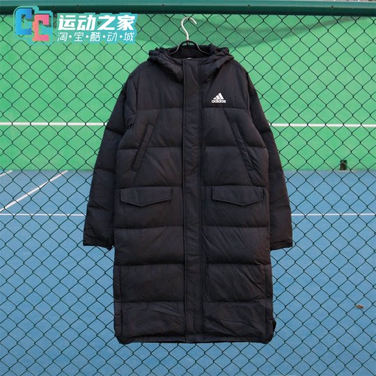 Adidas/阿迪达斯秋冬男女情侣款连帽中长款运动保暖羽绒服GK0664