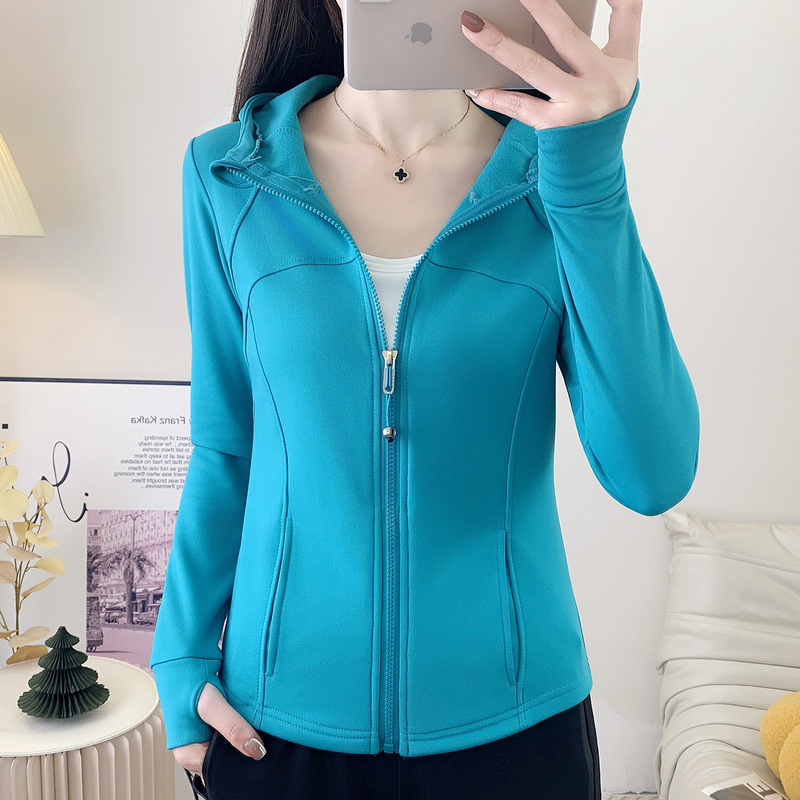Sports Fitness Clothing, Dance Clothing, Adult Long-Sleeved Hooded Thin Velvet Hiking Casual Mountaineering Sports Jacket, Slim Fit