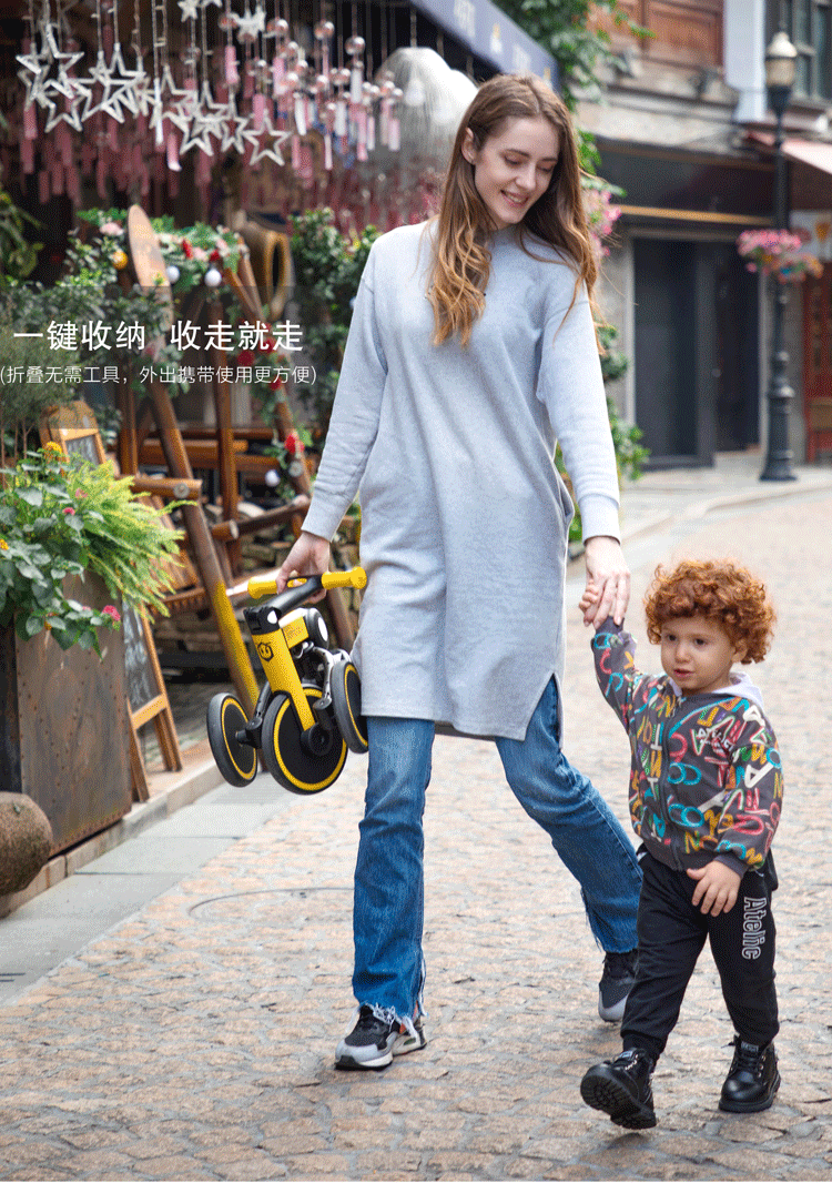 Трехколесный велосипед uonibaby儿童三轮车溜娃神器宝宝玩具1-5岁脚踏车手推轻便可折叠