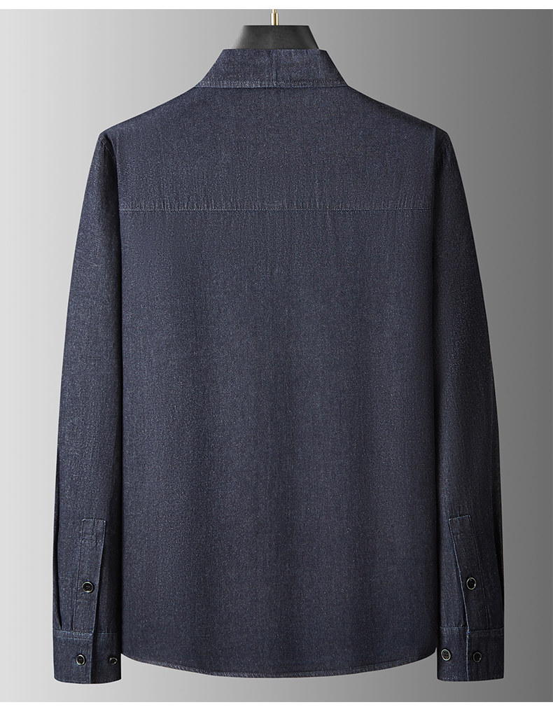 Джинсовая рубашка 胖子宽松大码牛仔外套秋季长袖衬衫加肥大号青年男士纯棉牛子衬衣 BAODUNWOLF