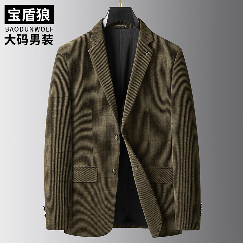 Corduroy Suit Jacket for Men, Autumn and Winter Style, Plus Size Casual Single Suit, Middle-Aged Business Casual Loose Single-Piece Suit