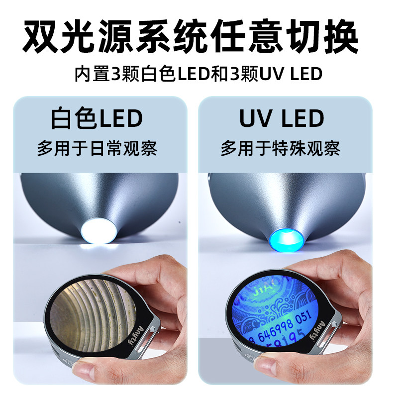 Ainiti Electron Microscope High-Magnification Micro Funnel Microscope for Identification, High-Definition Genuine 100X Handheld Convenient Jewelry Electronic Magnifying Glass with Led Light for Luxury Goods, Jade, Diamonds