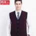 Nam cực trung niên vest vest nam 100% tinh khiết len ​​áo len cardigan ấm dày V-cổ áo len đồ vest Dệt kim Vest