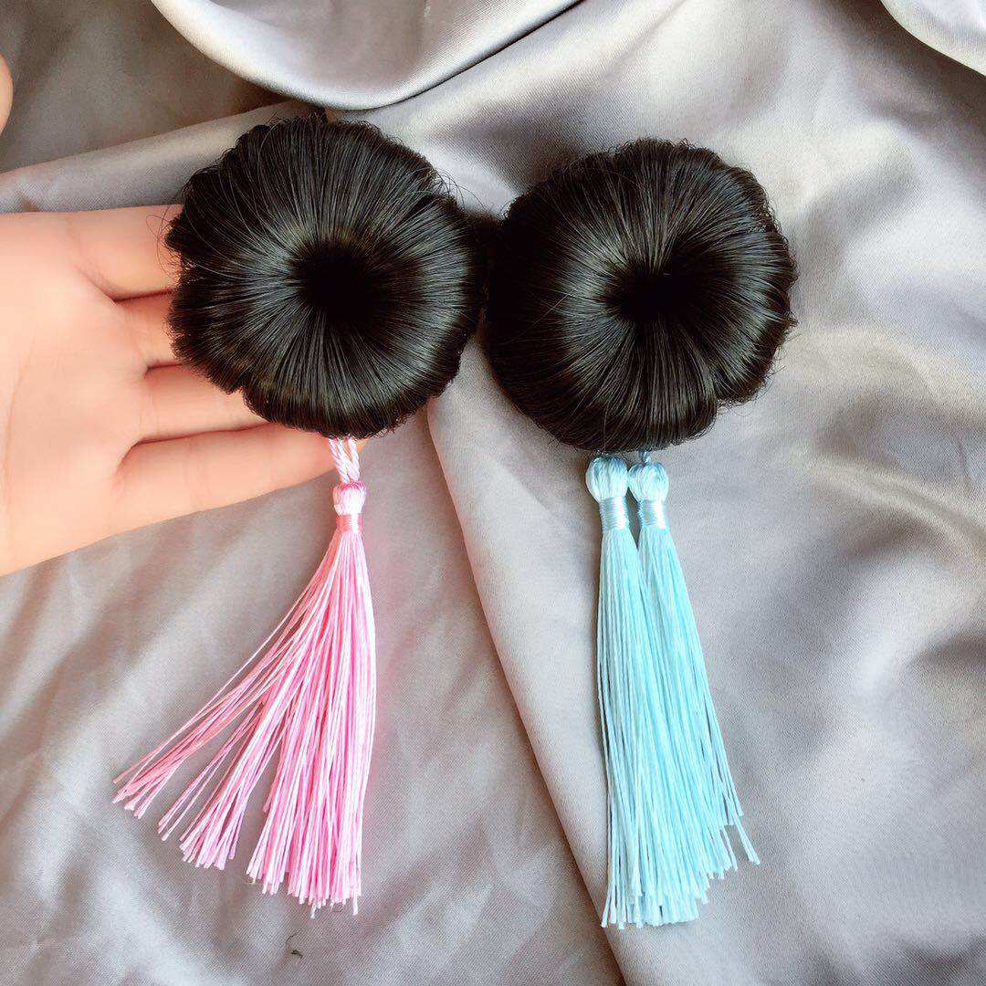 Children's pills Head wig Girls Stream Suretro Flower Bud Head Wig Girl's ancient clothing Hair Accessories Princess Hair Adorned a pair