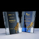 Crystal Award Plaque with Wheat Ears, Blue and Black Crystal, Outstanding Employee Sports Meeting Trophy, Agent Dealer Trophy
