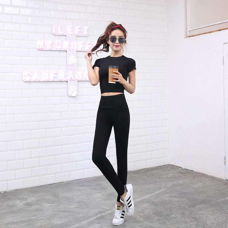 Quần tập thể dục chéo nữ co giãn cao eo quần bó sát quần khô nhanh quần yoga đen legging mặc mùa hè dây band tập gym