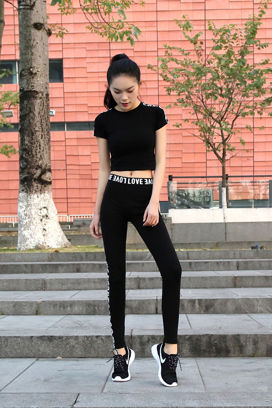 New hip hop tập thể dục jazz múa xà cạp phụ nữ chặt chẽ đàn hồi yoga quần áo hoang dã mặc mỏng quần áo giảm béo quần tây nữ lưng cao