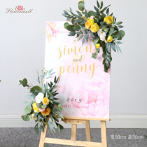 Wedding welcome card simulated floral art Wedding props water brand flower Hotel signage decorative flower ornament door flower