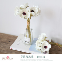 Imitation anemone Grass pattern rose Bridal wedding hold Feel silk rose wedding wedding