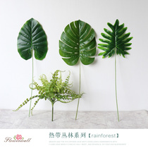 Minimalist ins photo props simulation leaf plant tropical turtle back green leaf word photography background pendulum shooting props