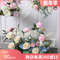 Pink blue wedding road guide Flower Ball wall hanging floral ornaments wedding arrangement props wedding supplies Road introduction simulation flower