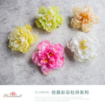 Simulated peony flower head Single large peony flower head Silk flower fake flower wedding DIY headdress decorated peony flower