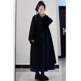 Черное шерстяное пальто, куртка, увеличенная толщина, подходит для подростков, в британском стиле