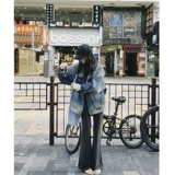 Tide, джинсовая небольшая дизайнерская демисезонная длинная куртка, оверсайз, свободный крой