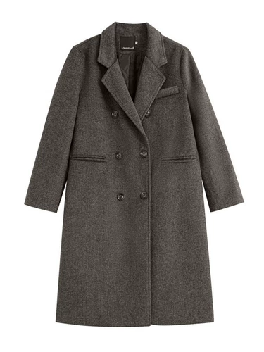 Серая шерстяная одежда, женская осенне-зимняя высококачественная шерстяная одежда 2025 года, новый маленький стиль, корейский стиль, горячий стиль, стиль Хепберн