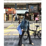 Tide, джинсовая небольшая дизайнерская демисезонная длинная куртка, оверсайз, свободный крой