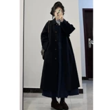 Черное шерстяное пальто, куртка, увеличенная толщина, подходит для подростков, в британском стиле