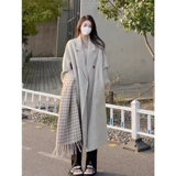 Демисезонное длинное шерстяное пальто, изысканный стиль, подходит для подростков