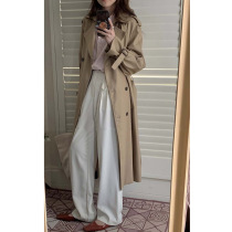 This year popular khaki trench coat female 2021 Spring and Autumn New Korean version design sense long casual coat