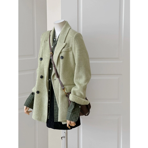 Костюм, демисезонное небольшое короткое шерстяное пальто, подходит для подростков, в корейском стиле