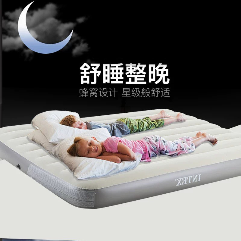 INTEX inflatable bed single home Double inflatable mattress Lunch Break Folding Bed Portable Thickened Outdoor Air Cushion Bed