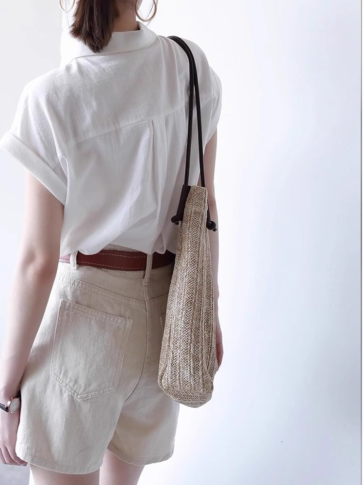 Sexy shirt, french style, cotton and linen, polo collar