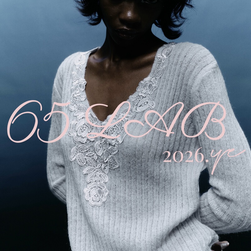 65Lab*「Luxury Lace Sweater」Mohair Wool Blend V-Neck Base Knit Top