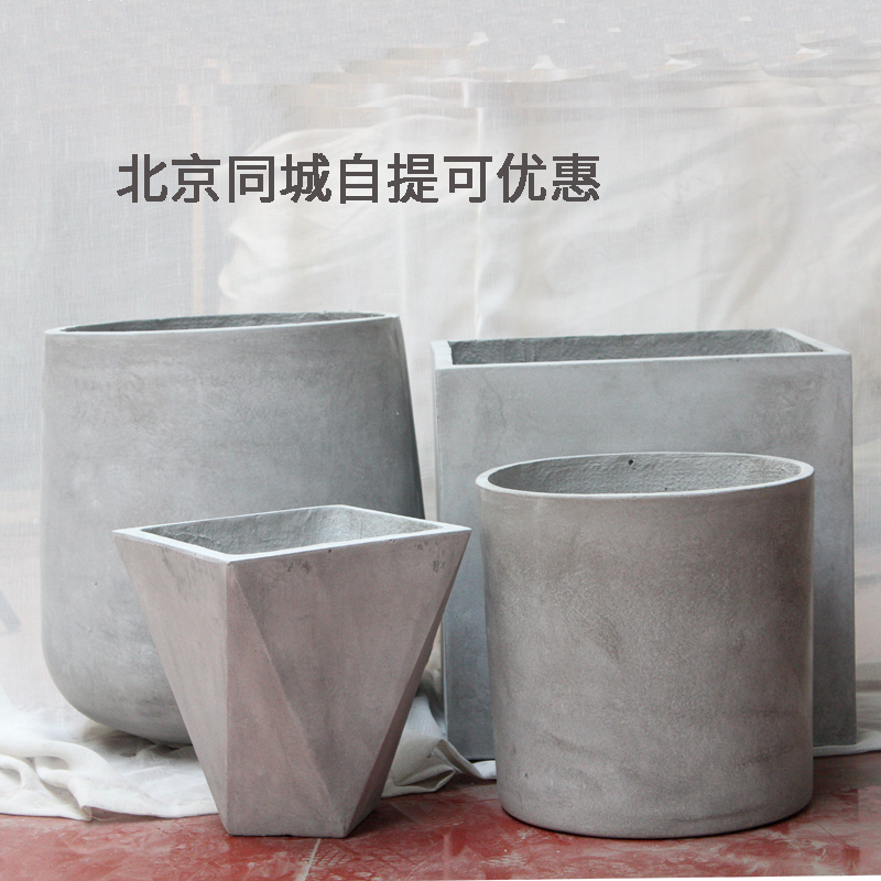 Cement Flowerpots Brief Nordic Wind Square Round Rhomboid Large Flower Shelf Creative Decorative Floras